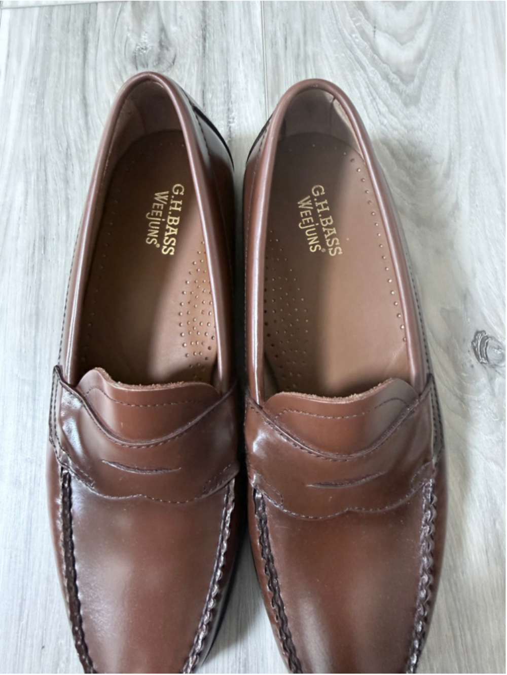 G.H. Bass Weejuns Logan Penny Loafers Men’s 8 EE Brown Leather Dress Shoes - Picture 7 of 12